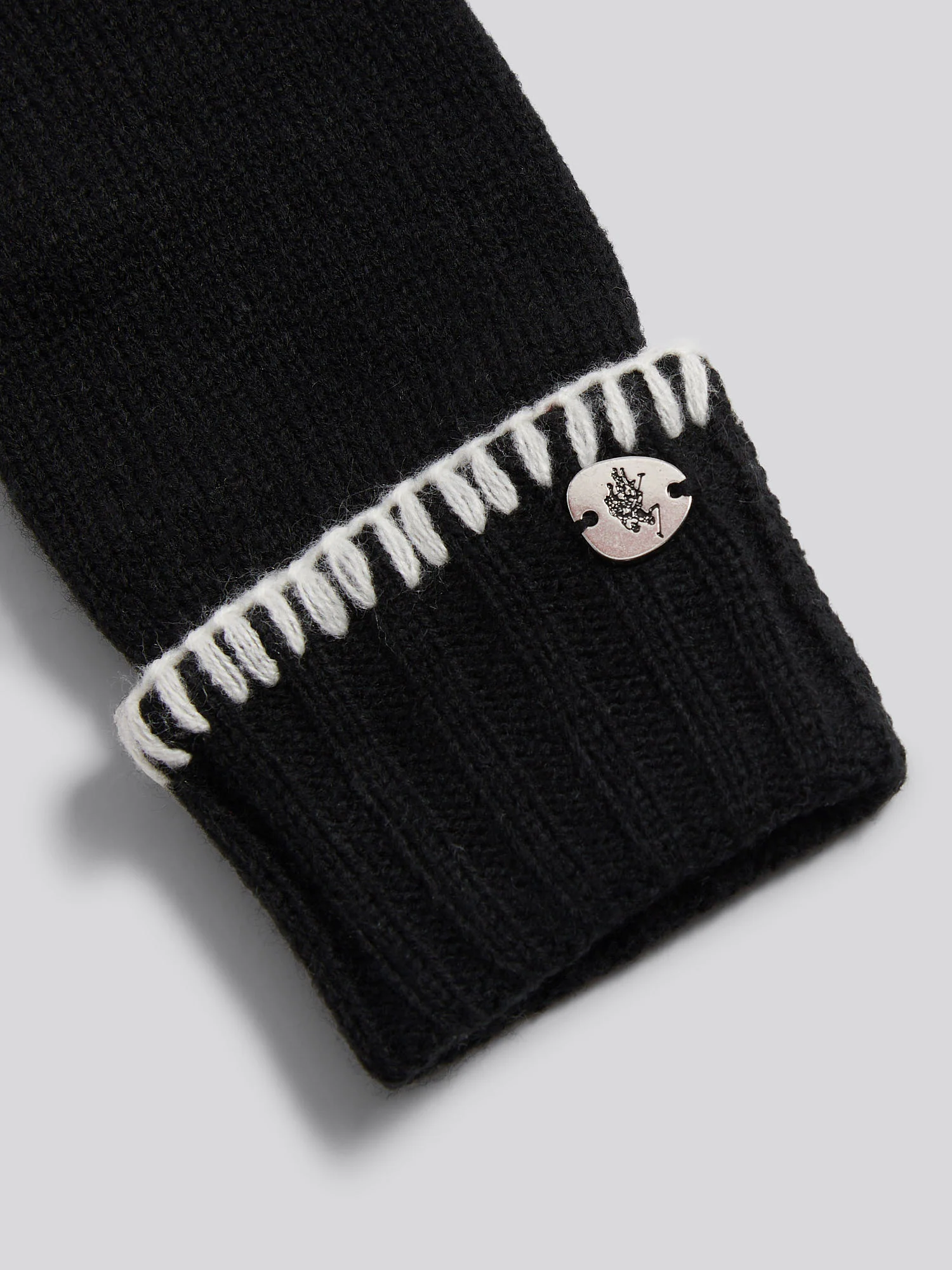 Womens Whipstitch Knit Gloves in Black - Image 2