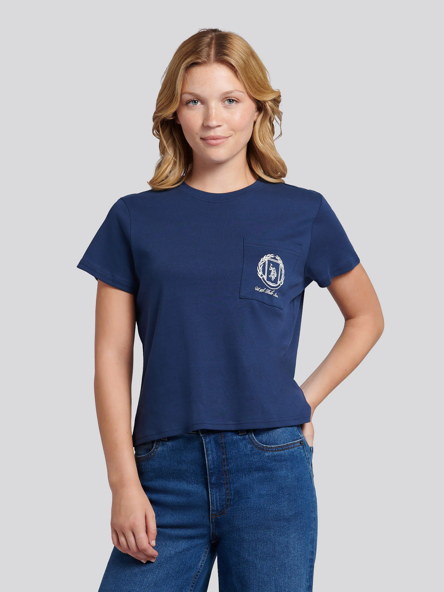 Womens Wreath Graphic T-Shirt in Navy Iris
